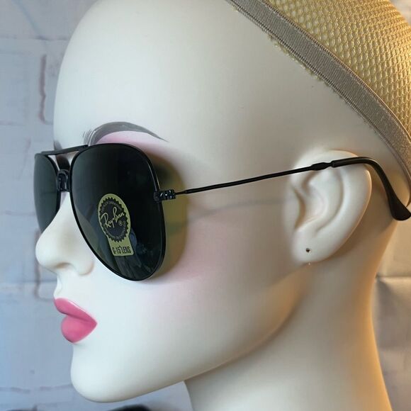 New Foldable Rayban G-15 Black Green Lense Aviator Sunglasses - Picture 3 of 11
